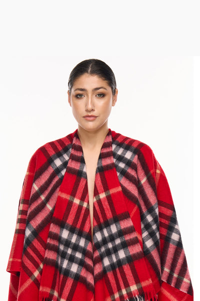 Lucchi Italy DC Classic Red Cape 100% Pure Cashmere
