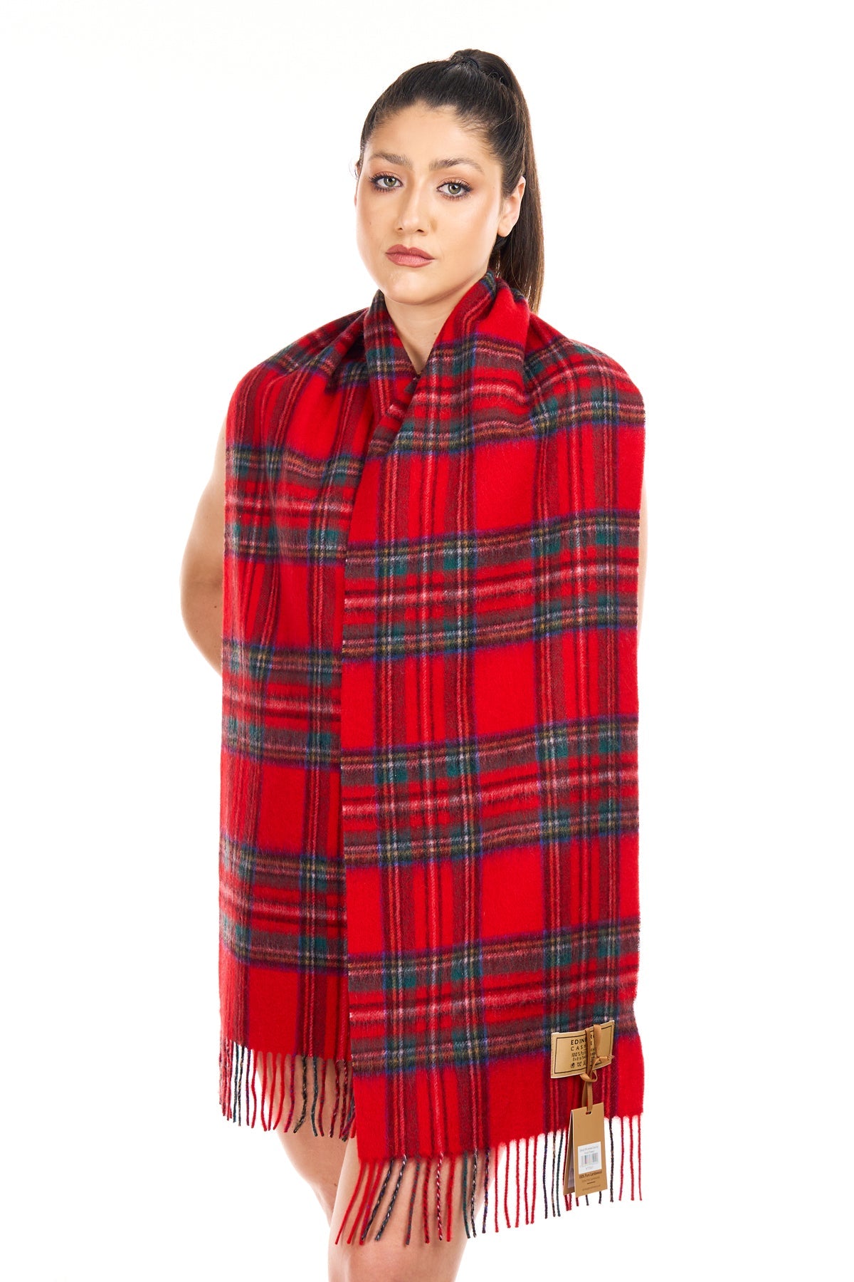 Lucchi Italy 100% Pure Cashmere Scarf Design Royal Stewart Tartan