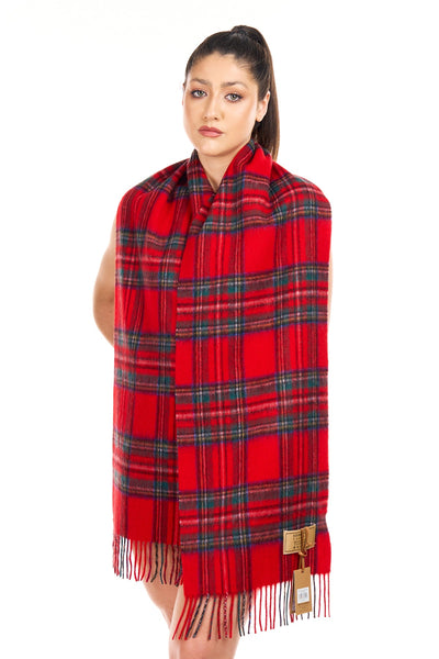 Lucchi Italy 100% Pure Cashmere Scarf Design Royal Stewart Tartan