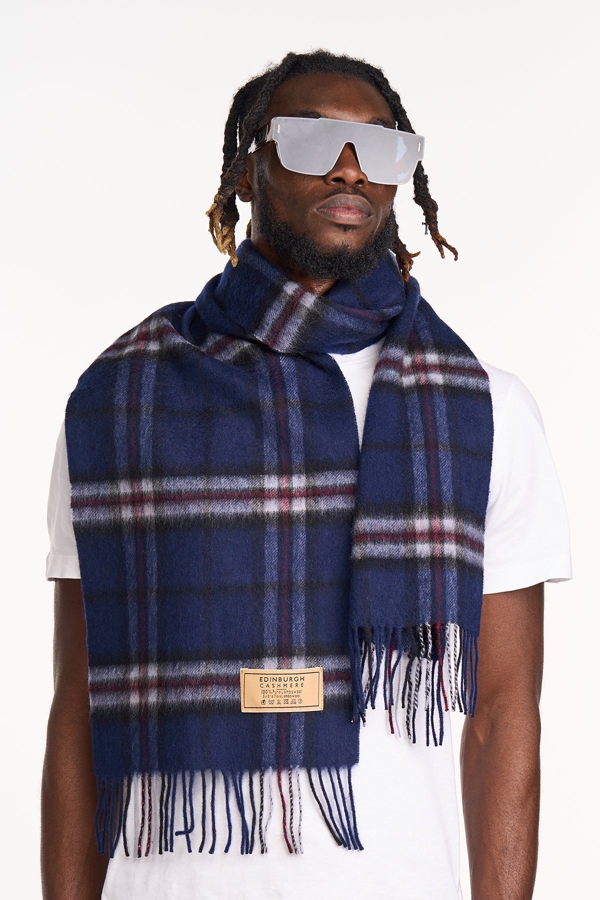 Lucchi Italy Scarf 100% Pure Lambs wool Navy