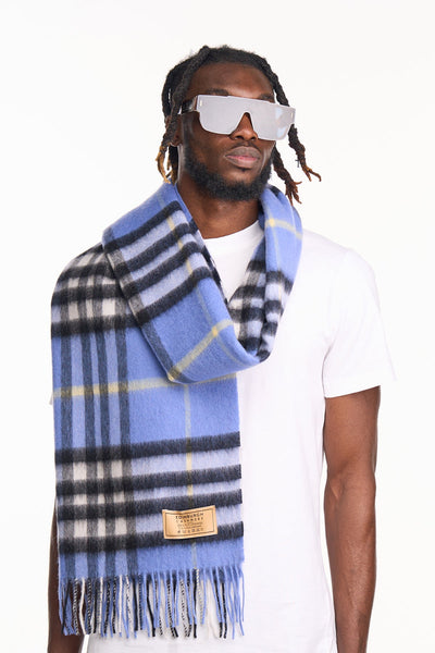 Lucchi Italy Scarf DC Classic Blue Oversized Wrap 100% Pure Lambswool