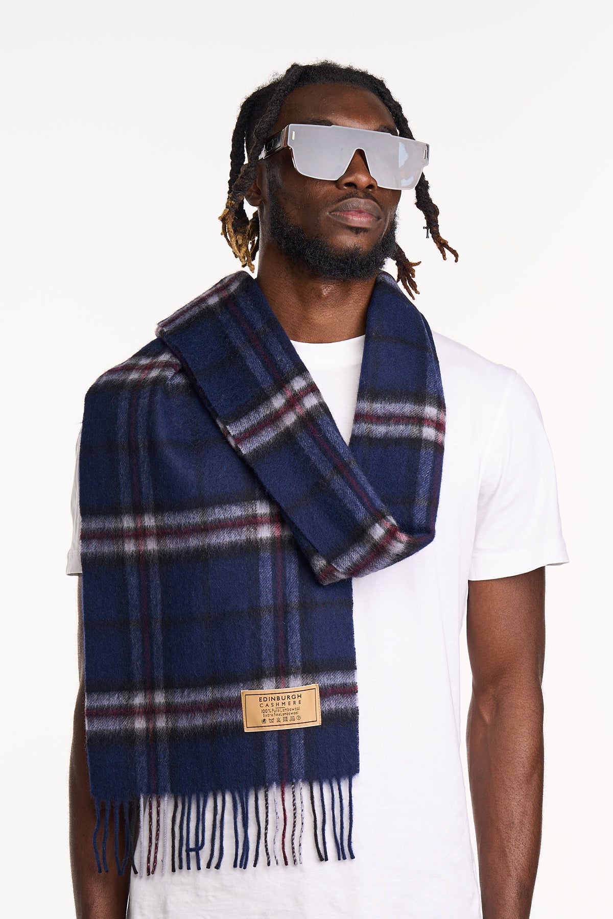 Lucchi Italy Scarf 100% Pure Lambs wool Navy