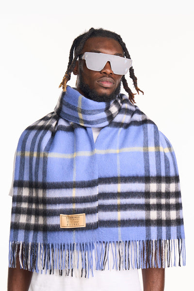 Lucchi Italy Scarf DC Classic Blue Oversized Wrap 100% Pure Lambswool