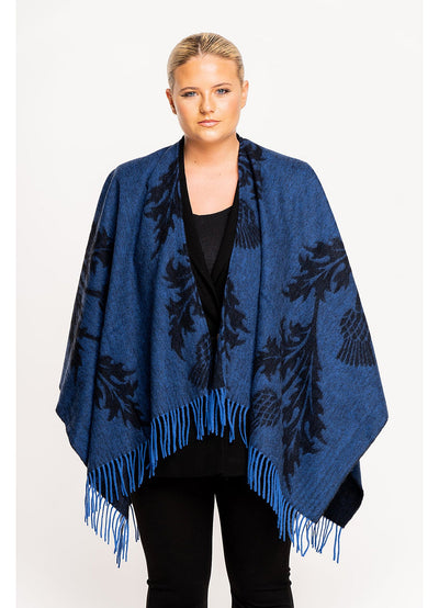 Lucchi Italy Single Thistle Navy Cape 100% Pure Lambswool