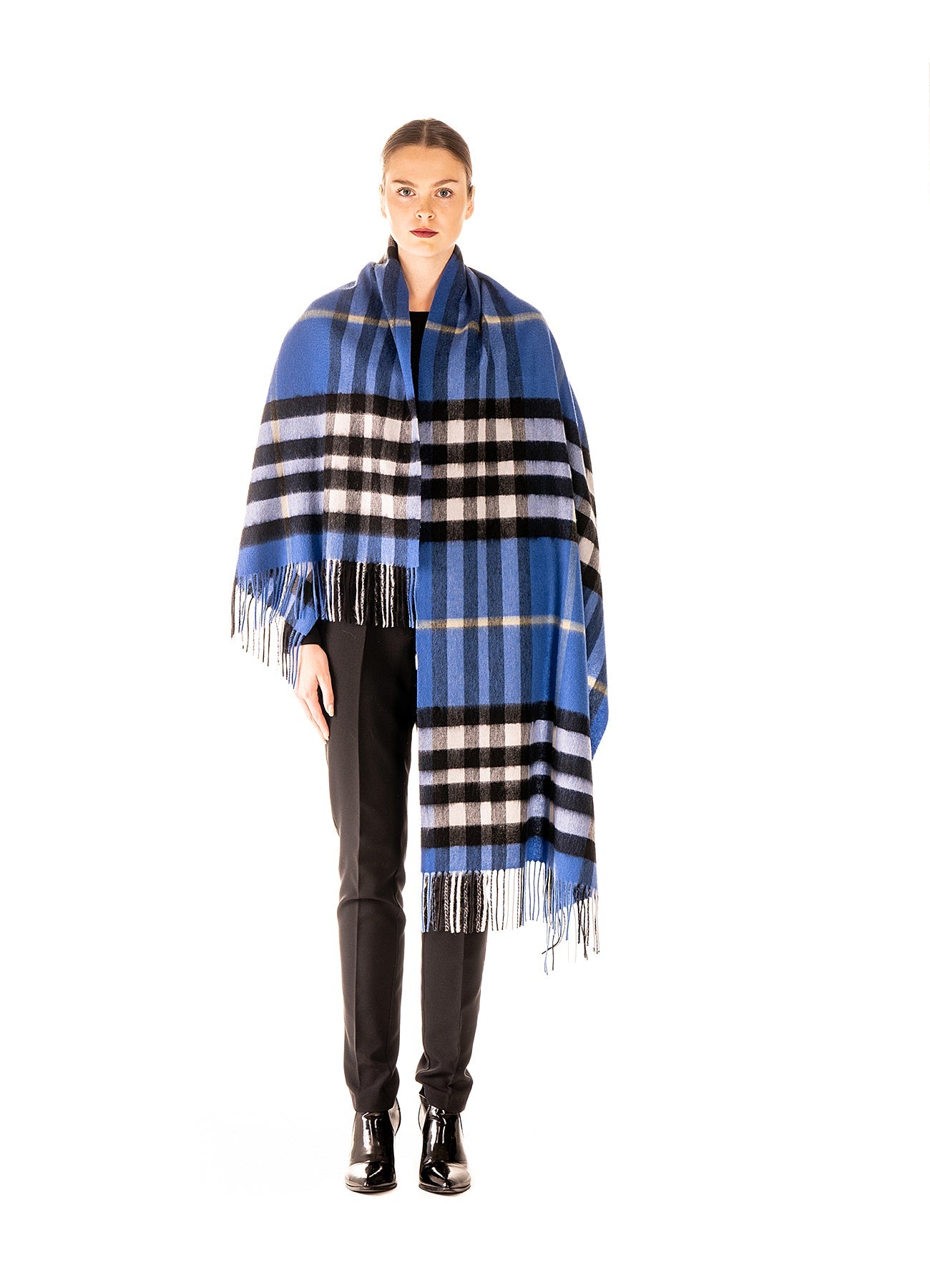 Lucchi Italy Scarf DC Check Oversized Wrap 100% Pure Lambswool