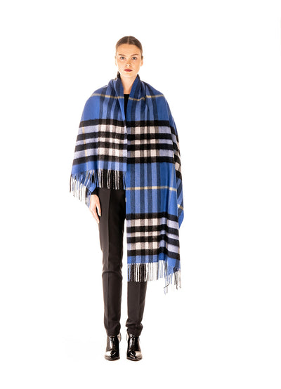 Lucchi Italy Scarf DC Check Oversized Wrap 100% Pure Lambswool