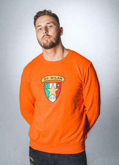 Lucchi Italy Embroidery Orange Cotton Sweatshirt With Big Logo