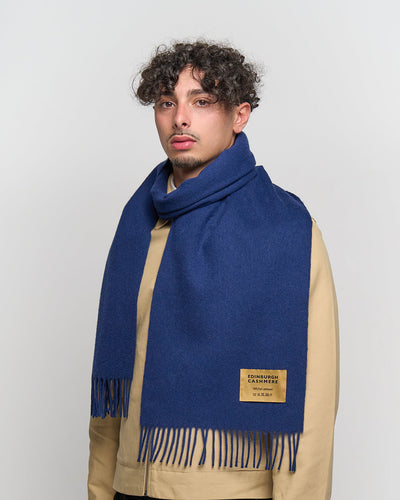 Plain Merino Wool Scarf Dark Blue 121