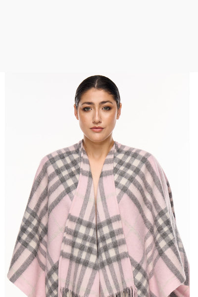 Lucchi Italy Cape Exclusive Iconic DC Classic Pink Poncho 100% Pure Lambswool