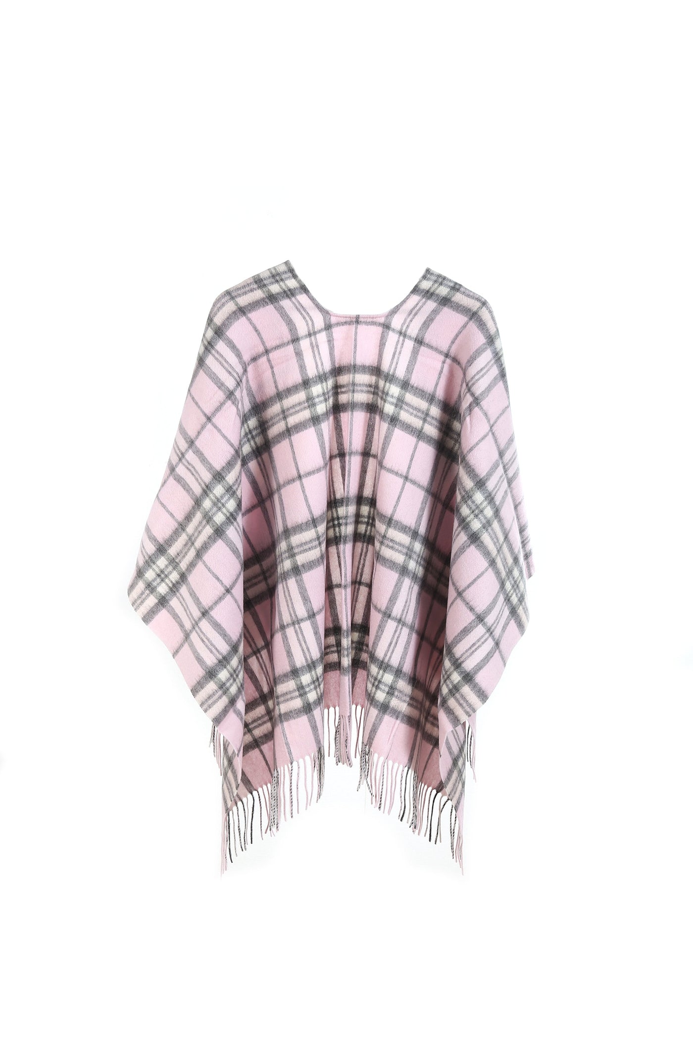 Lucchi Italy Cape Scottish Design Pink Tartan Poncho 100% Pure Lambs wool