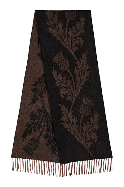 Lucchi Italy Scarf Single Thistle Brown 100% Pure Lambswool