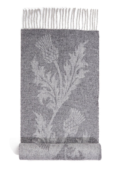 Lucchi Italy Scarf Single Thistle Grey 100% Pure Lambswool