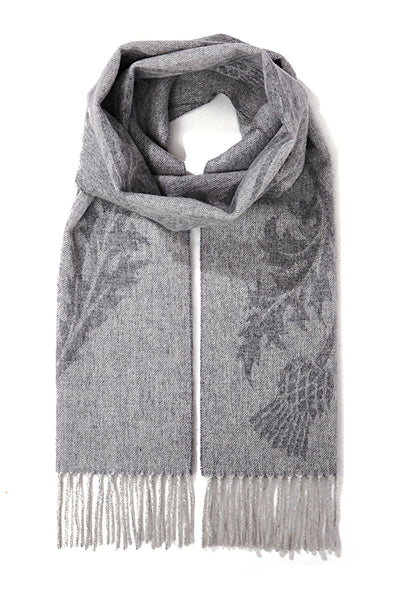 Lucchi Italy Scarf Single Thistle Grey 100% Pure Lambswool