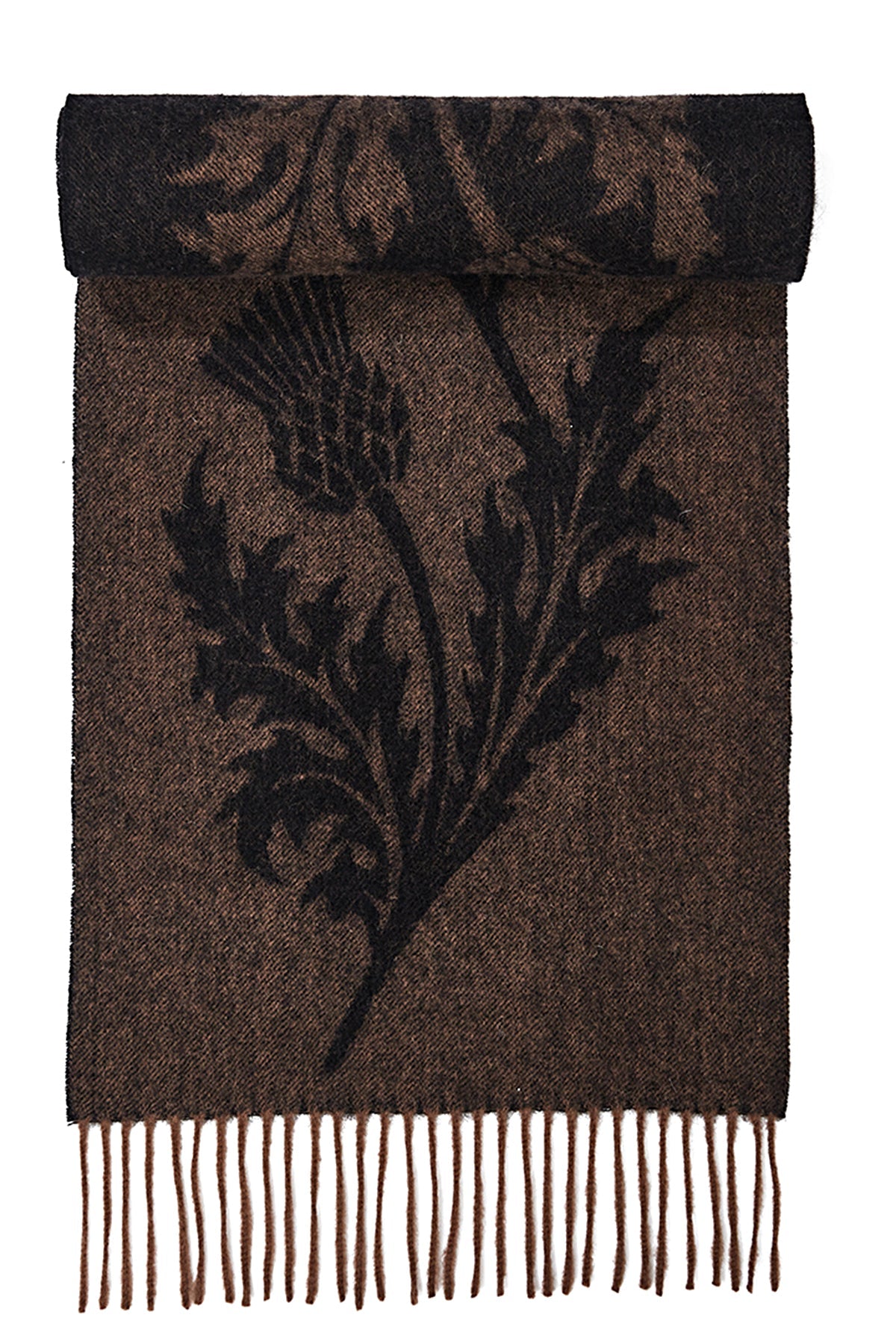 Lucchi Italy Scarf Single Thistle Brown 100% Pure Lambswool