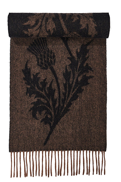 Lucchi Italy Scarf Single Thistle Brown 100% Pure Lambswool