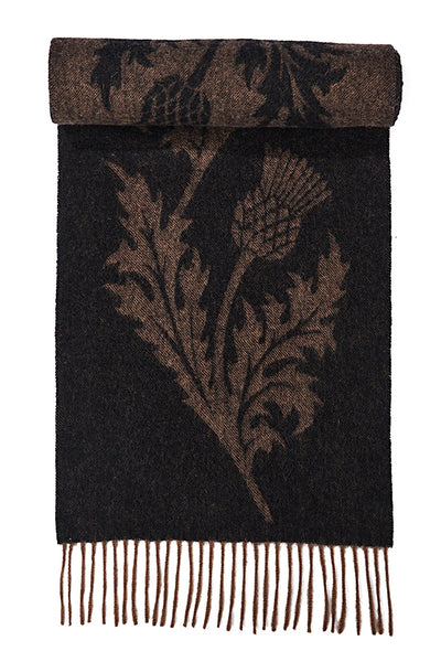 Lucchi Italy Scarf Single Thistle Brown 100% Pure Lambswool