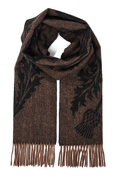 Lucchi Italy Scarf Single Thistle Brown 100% Pure Lambswool