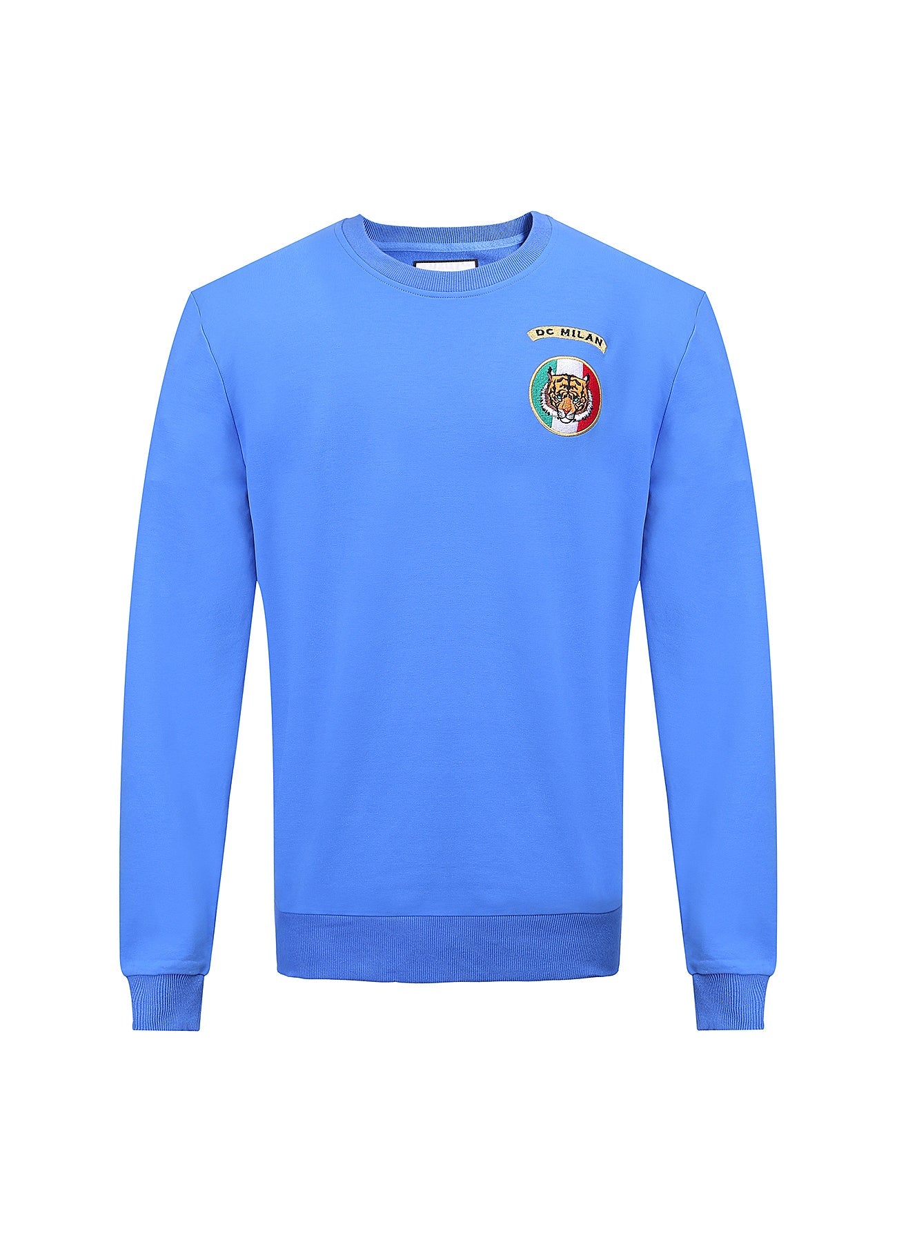 Lucchi Italy Embroidery Blue Cotton Sweatshirt With Small Logo