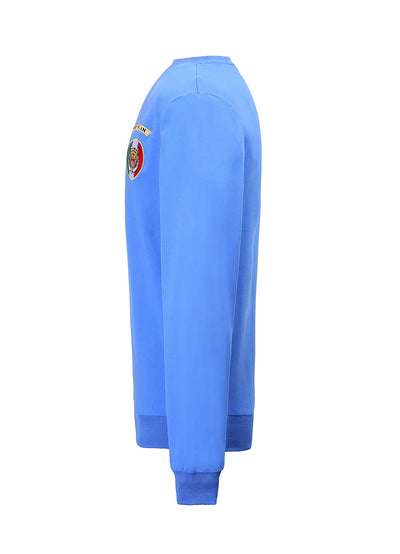 Lucchi Italy Embroidery Blue Cotton Sweatshirt With Small Logo