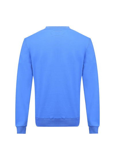 Lucchi Italy Embroidery Blue Cotton Sweatshirt With Small Logo