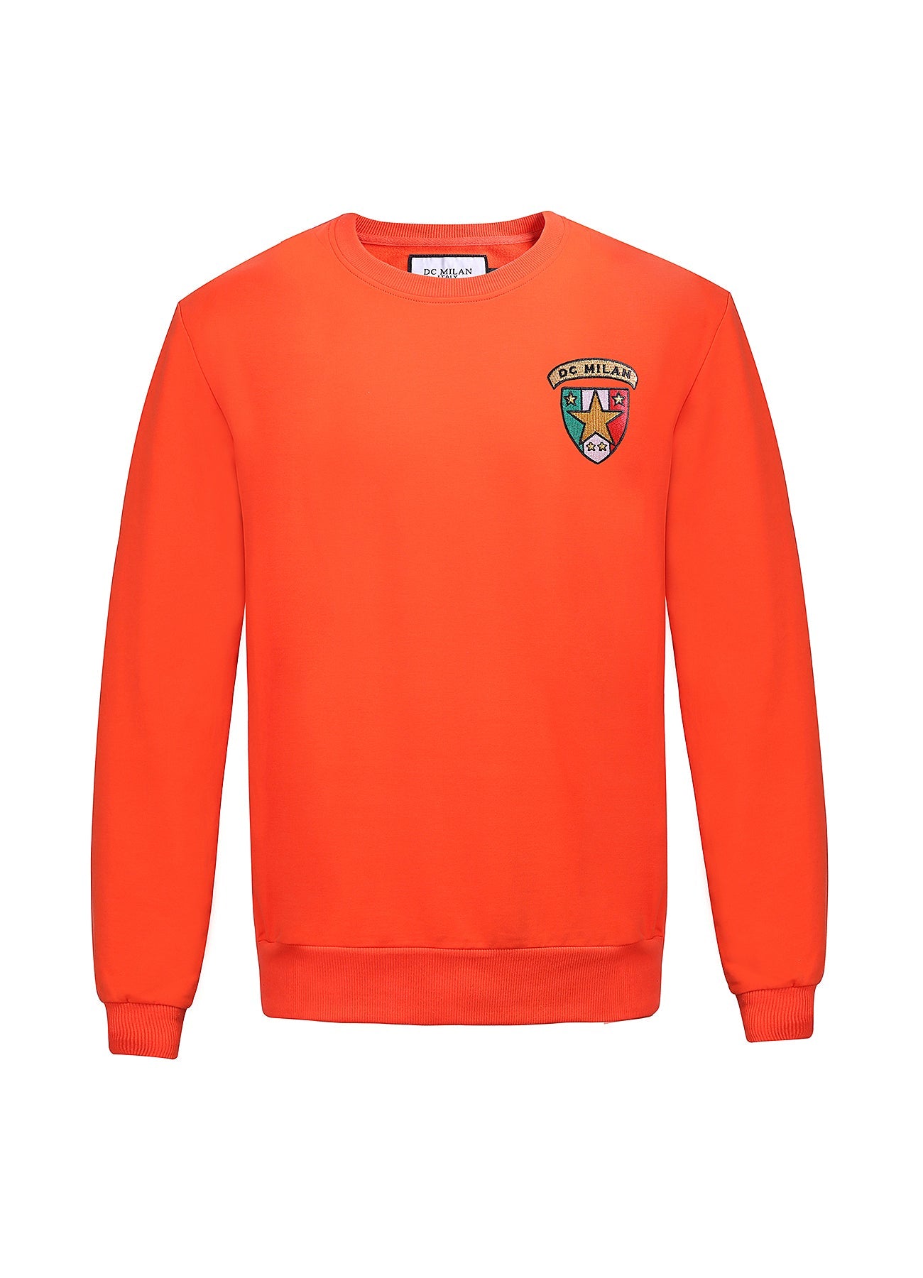 Lucchi Italy Embroidery Orange Cotton Sweatshirt With Small Logo