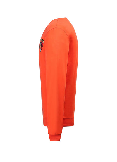 Lucchi Italy Embroidery Orange Cotton Sweatshirt With Small Logo
