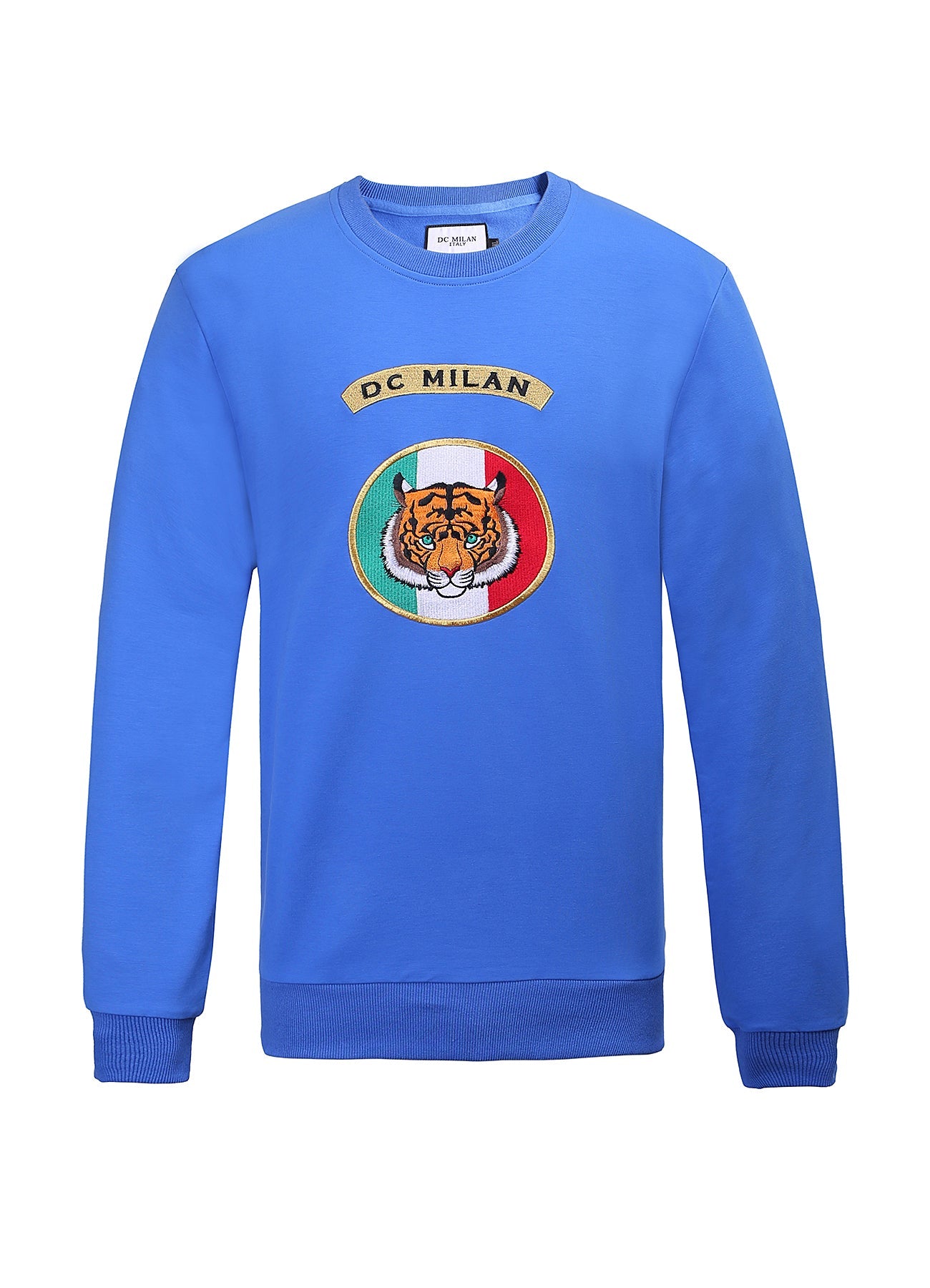 Lucchi Italy Embroidery Blue Cotton Sweatshirt With Big Logo