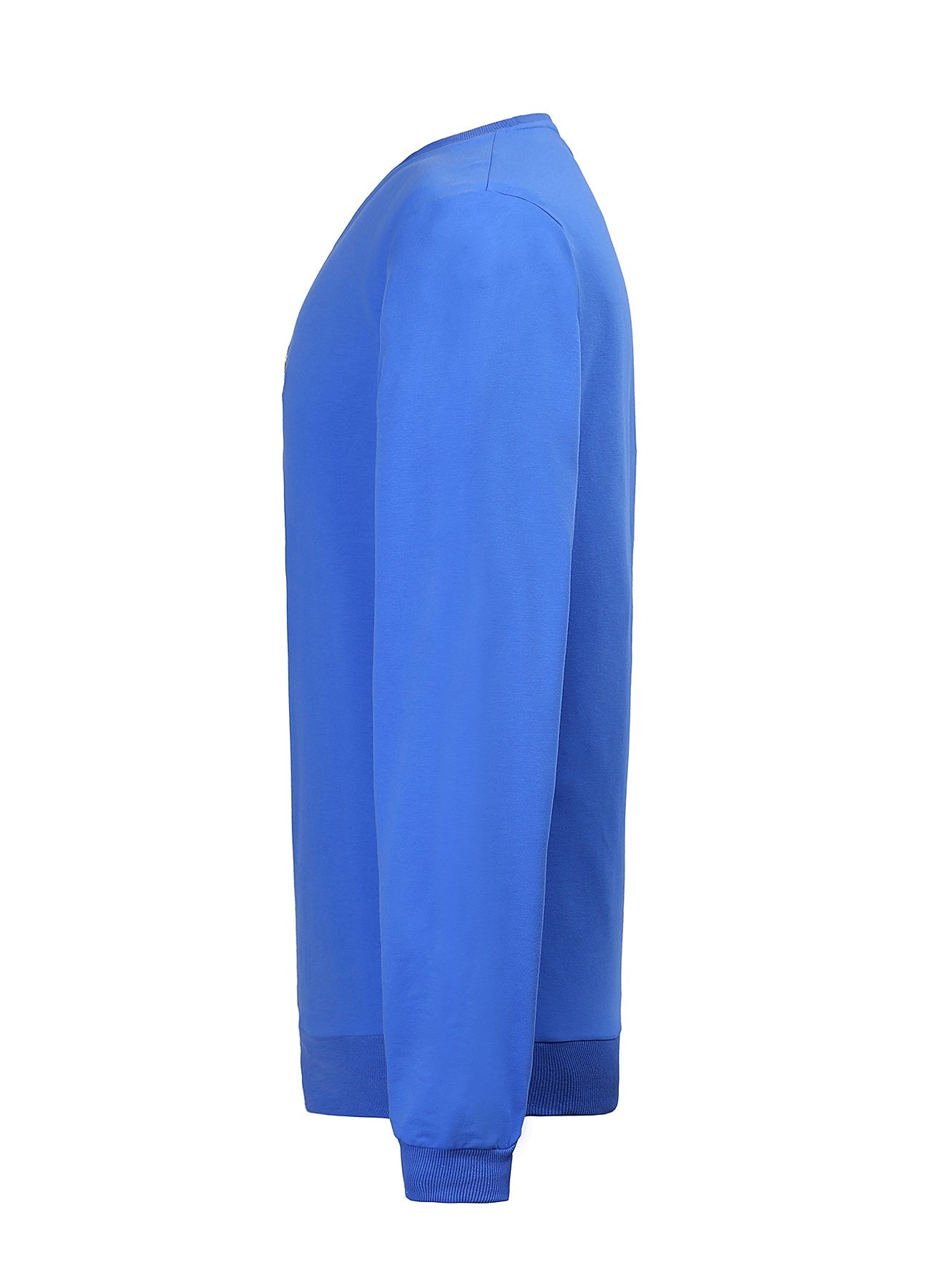 Lucchi Italy Embroidery Blue Cotton Sweatshirt With Big Logo