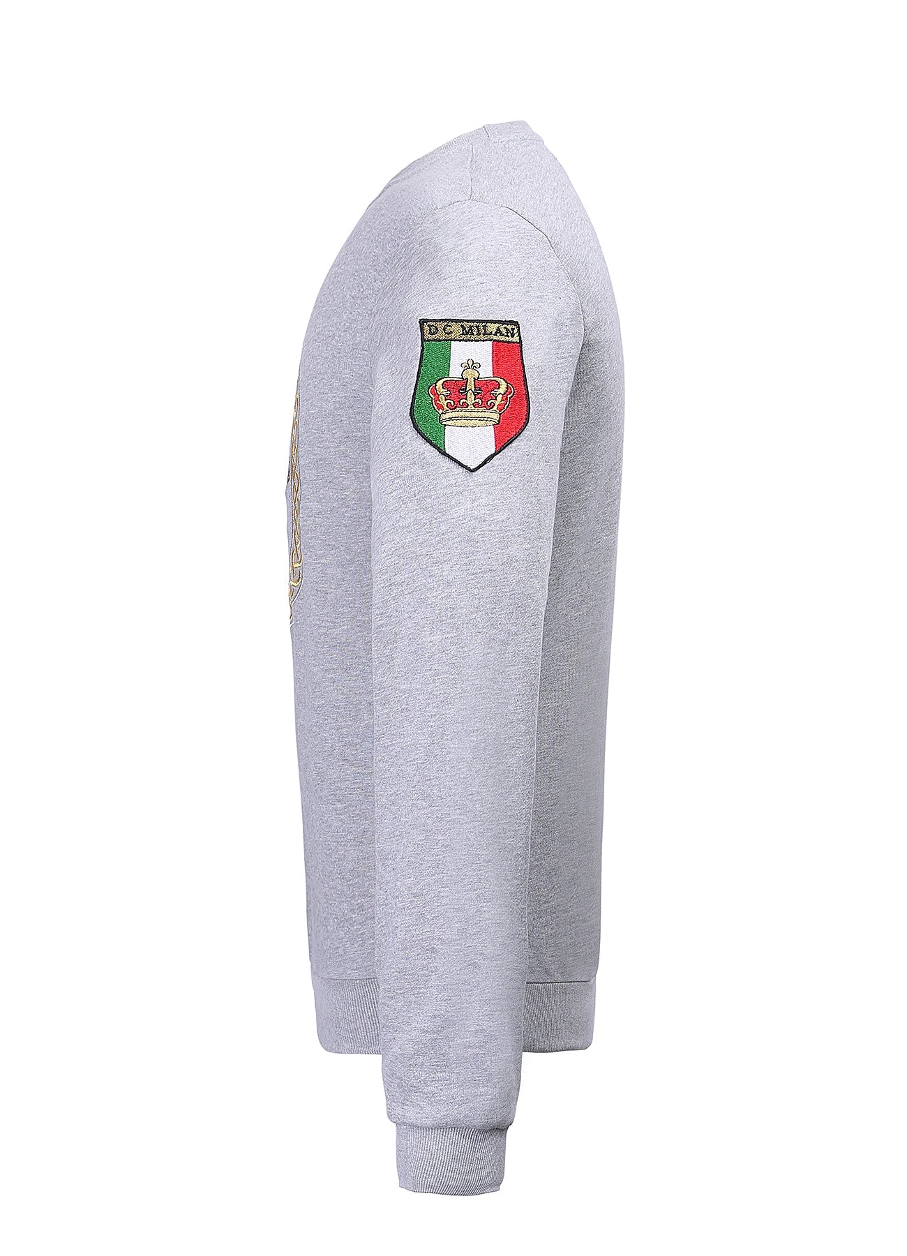 Lucchi Italy Embroidery Light Grey Cotton Sweatshirt With Big Logo