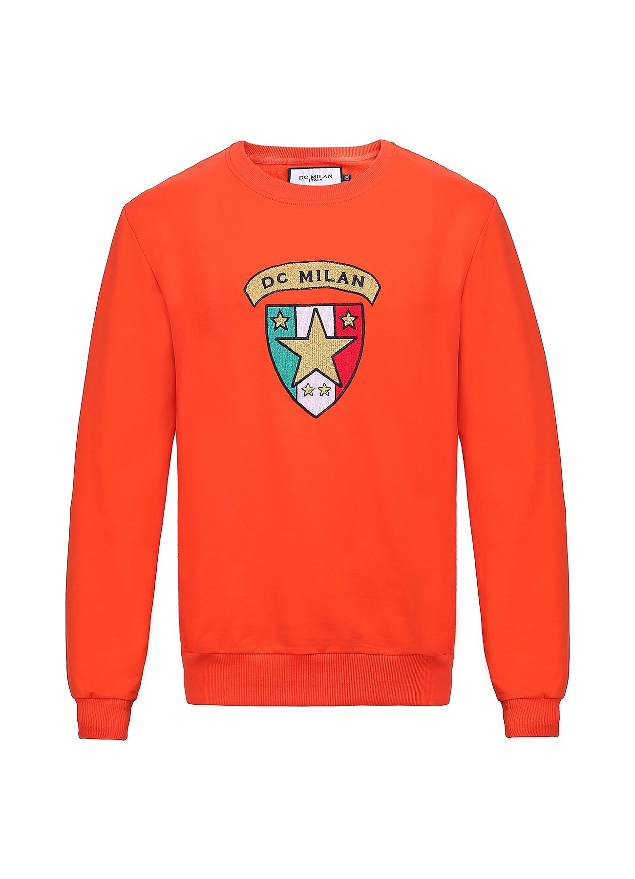 Lucchi Italy Embroidery Orange Cotton Sweatshirt With Big Logo