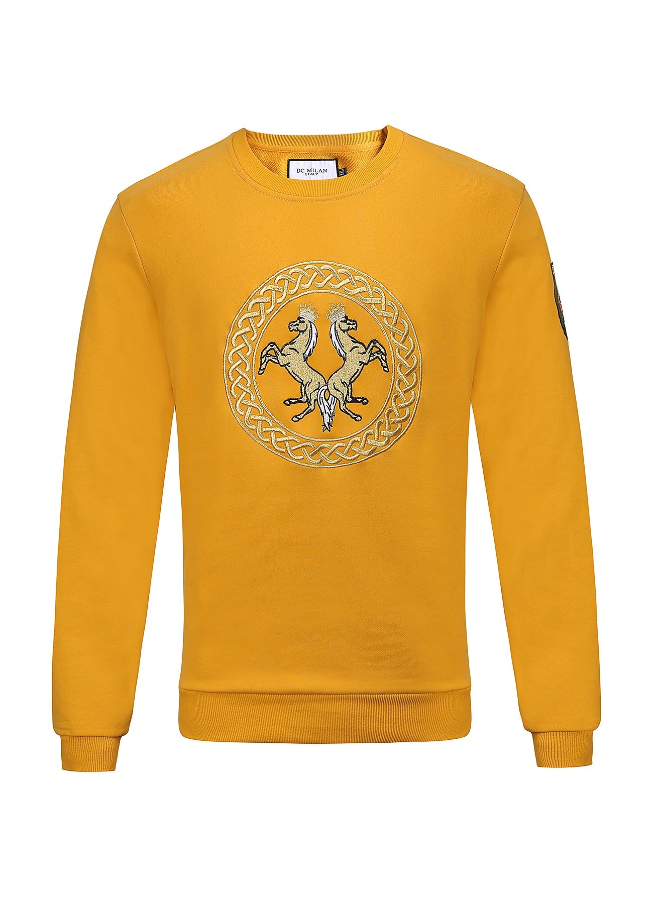 Lucchi Italy Embroidery Yellow Cotton Sweatshirt With Big Logo