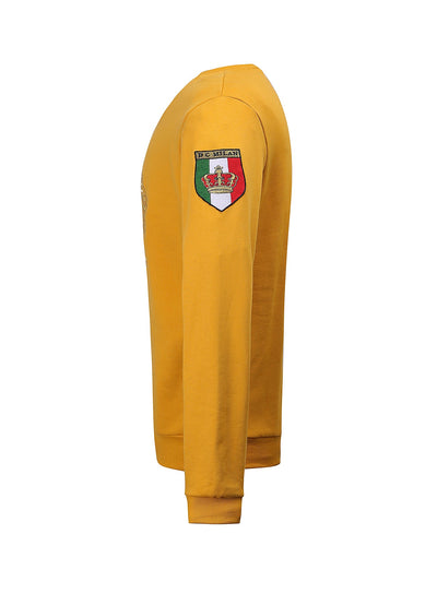 Lucchi Italy Embroidery Yellow Cotton Sweatshirt With Big Logo