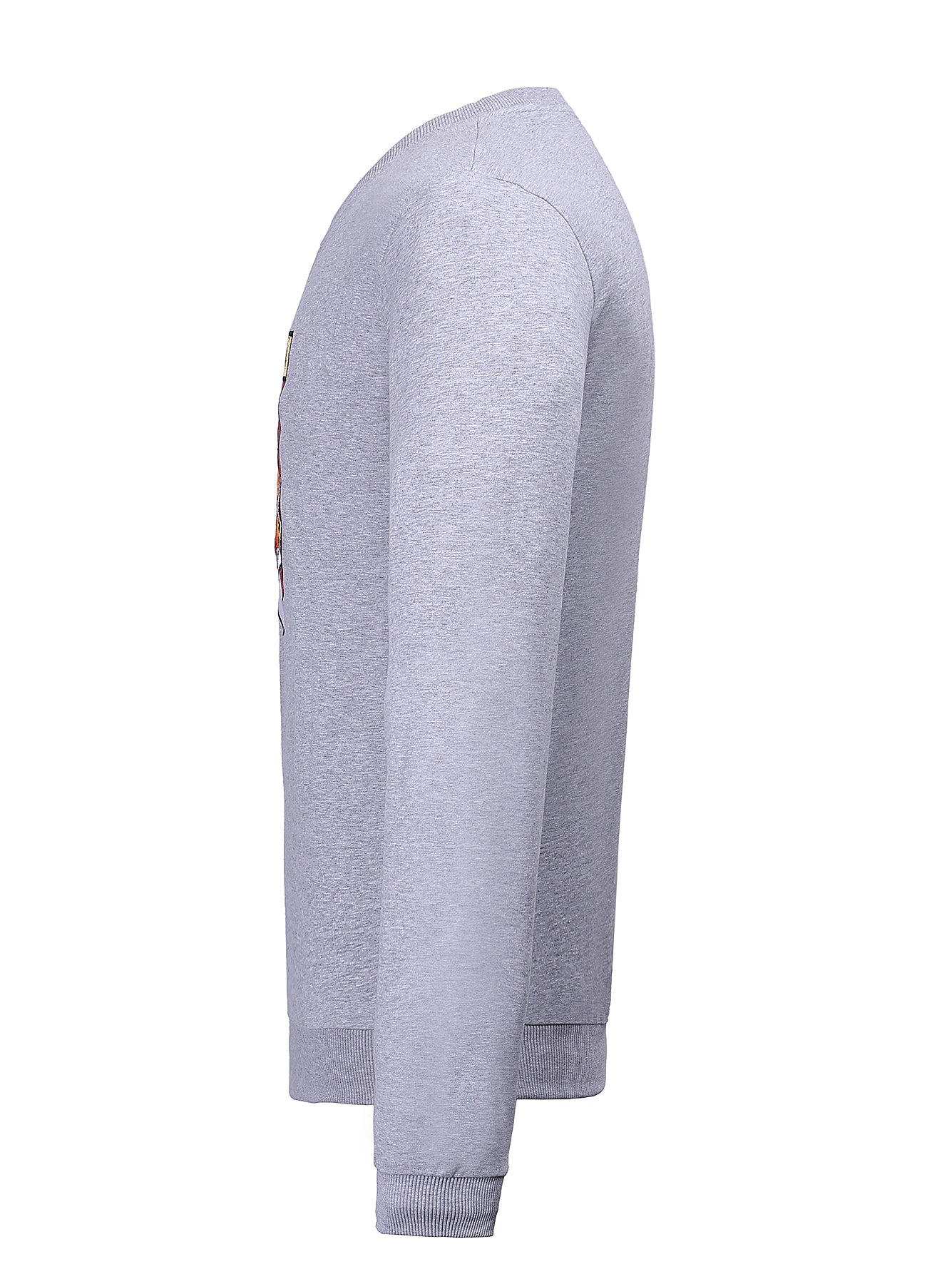 Lucchi Italy Embroidery Light Grey Cotton Sweatshirt With Big Logo