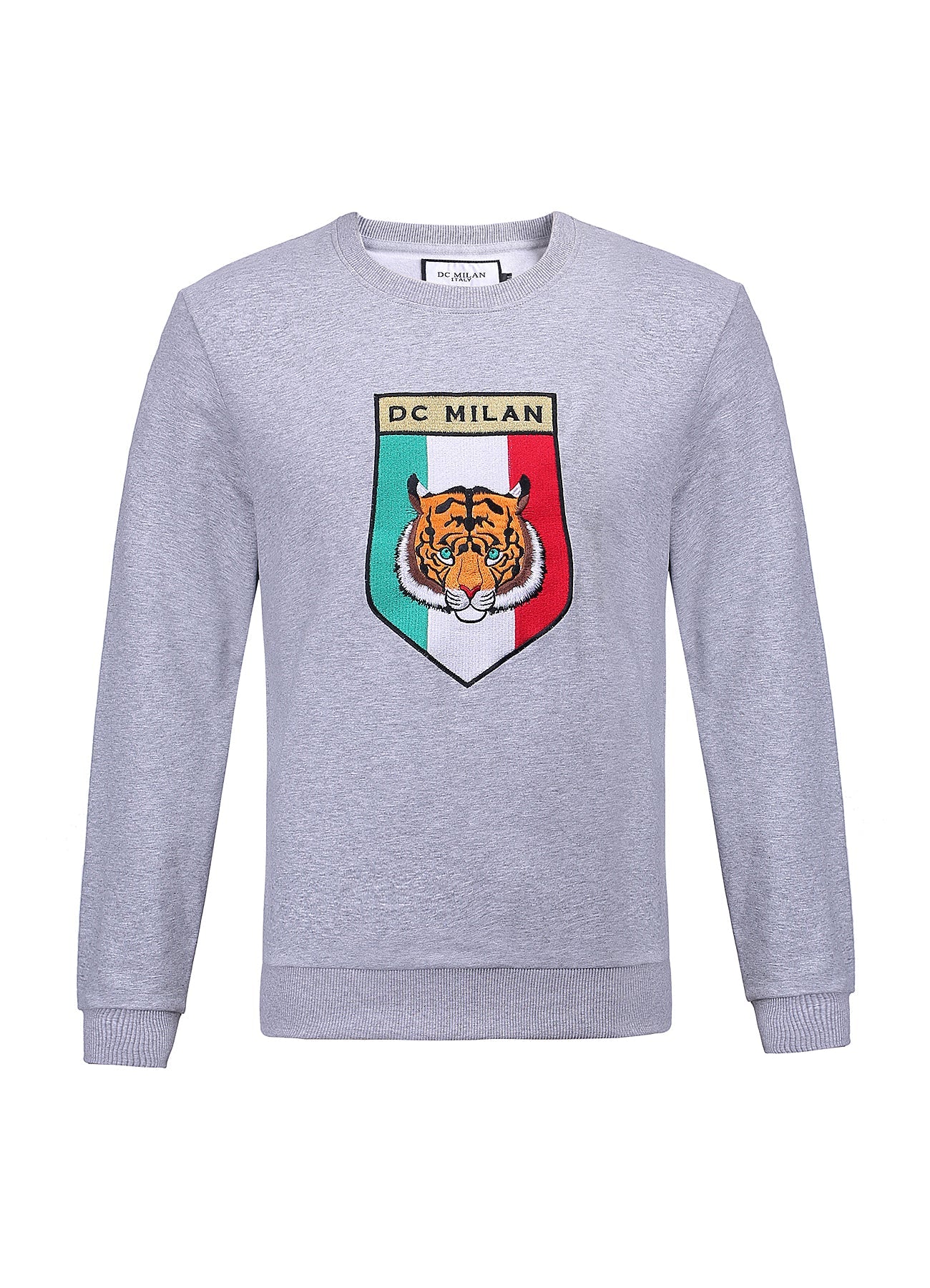 Lucchi Italy Embroidery Light Grey Cotton Sweatshirt With Big Logo