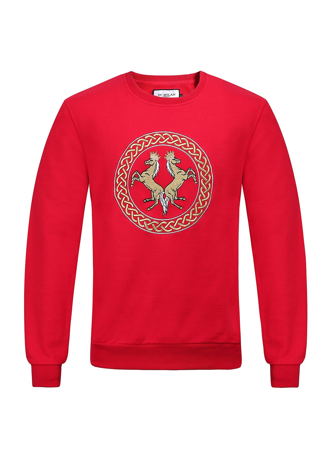 Lucchi Italy Embroidery Red Cotton Sweatshirt With Big Logo