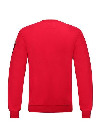 Lucchi Italy Embroidery Red Cotton Sweatshirt With Big Logo
