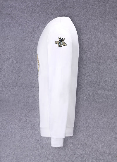 Lucchi Italy Embroidery White Cotton Sweatshirt With Big Logo