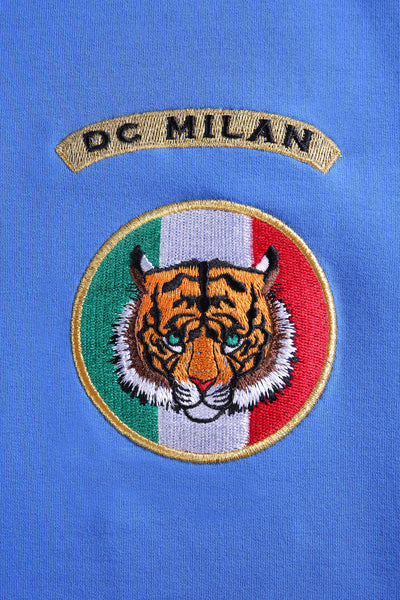 Lucchi Italy Embroidery Blue Cotton Sweatshirt With Small Logo