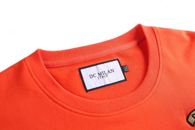 Lucchi Italy Embroidery Orange Cotton Sweatshirt With Small Logo