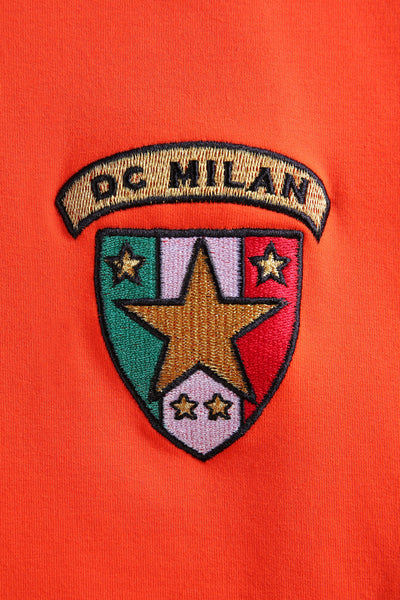 Lucchi Italy Embroidery Orange Cotton Sweatshirt With Small Logo