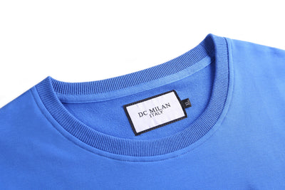 Lucchi Italy Embroidery Blue Cotton Sweatshirt With Big Logo