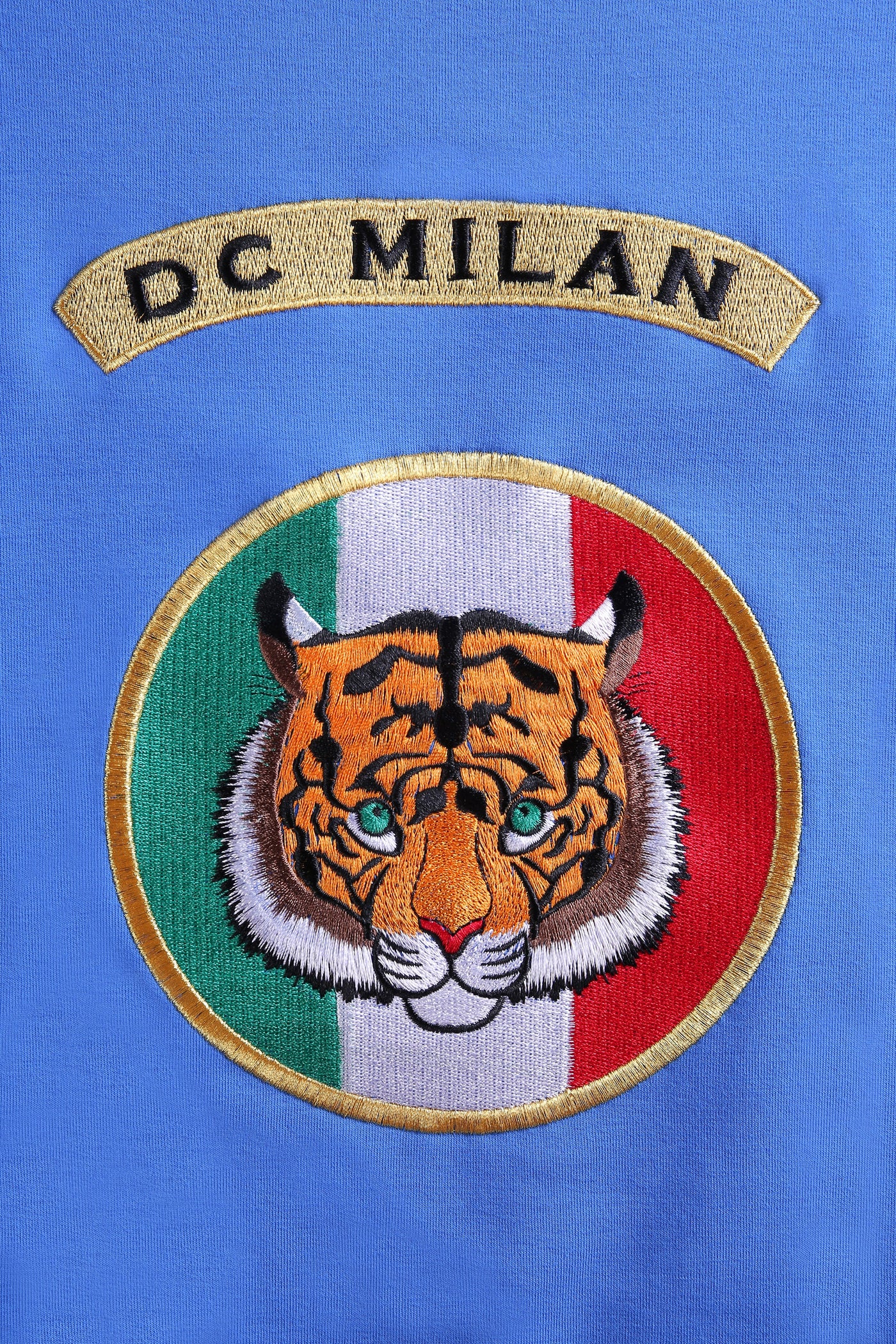 Lucchi Italy Embroidery Blue Cotton Sweatshirt With Big Logo