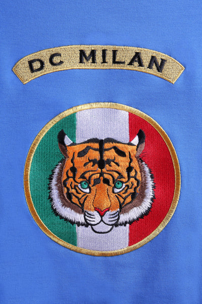 Lucchi Italy Embroidery Blue Cotton Sweatshirt With Big Logo
