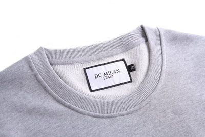 Lucchi Italy Embroidery Light Grey Cotton Sweatshirt With Big Logo