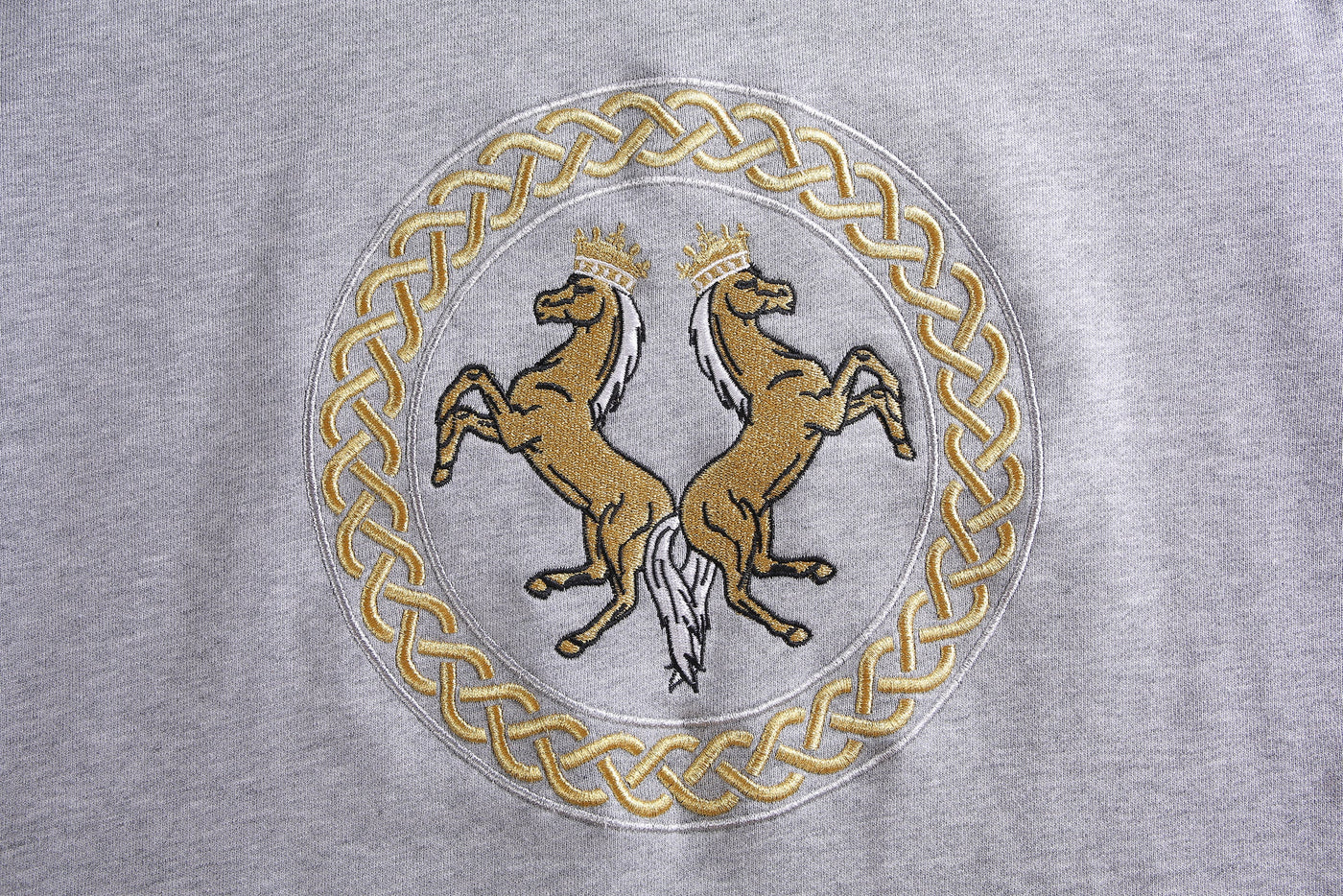 Lucchi Italy Embroidery Light Grey Cotton Sweatshirt With Big Logo