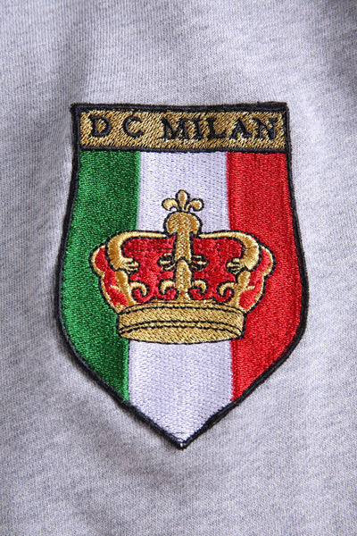 Lucchi Italy Embroidery Light Grey Cotton Sweatshirt With Big Logo