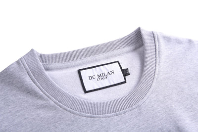 Lucchi Italy Embroidery Light Grey Cotton Sweatshirt With Big Logo