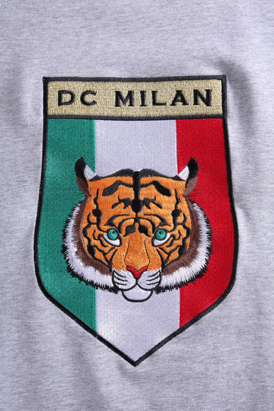Lucchi Italy Embroidery Light Grey Cotton Sweatshirt With Big Logo
