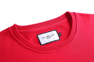 Lucchi Italy Embroidery Red Cotton Sweatshirt With Big Logo