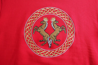 Lucchi Italy Embroidery Red Cotton Sweatshirt With Big Logo